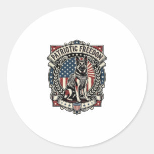 Sticker Rond Chien de secours patriotique