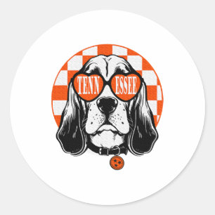 Sticker Rond Chien de Tennessee Orange Blanc Rocky Top TN