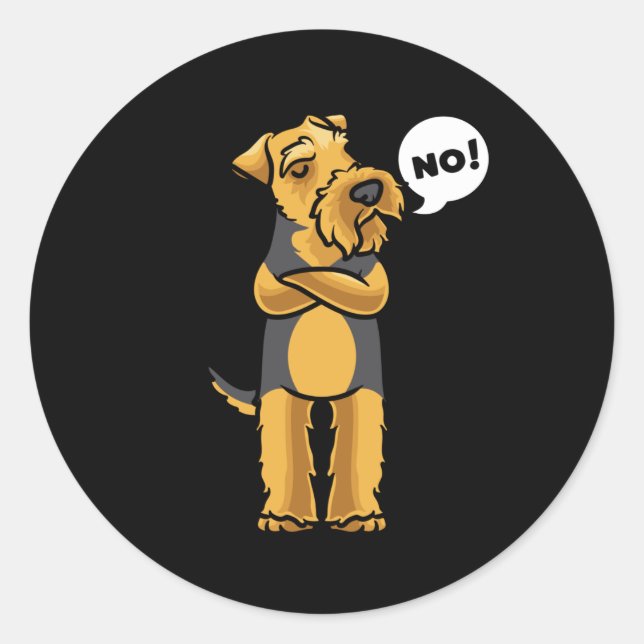 Sticker Rond Chien de Terrier gallois têtu (Devant)