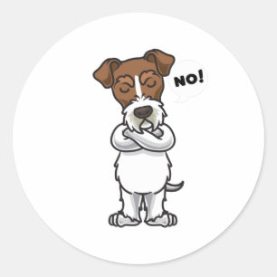 Sticker Rond Chien de Terrier renard de fil têtu