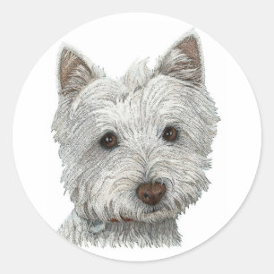 Sticker Rond Chien de Westie