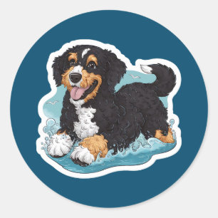 Sticker Rond Chien d'eau portugais