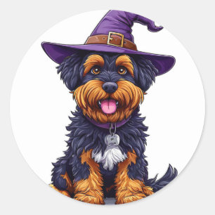Sticker Rond Chien d'Halloween
