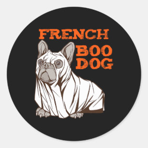 Sticker Rond Chien d'Halloween Amusant Costume d'Halloween Boom