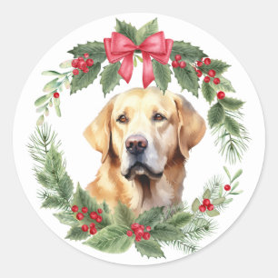 Sticker Rond Chien du Labrador retriever Chien Red Bow Holly Wr