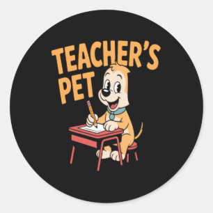 Sticker Rond Chien élégant d'élève de l'école primaire Professe
