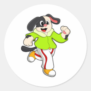 Sticker Rond Chien en course