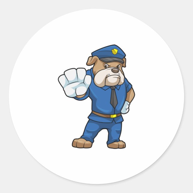 Sticker Rond Chien en policier avec uniforme (Devant)