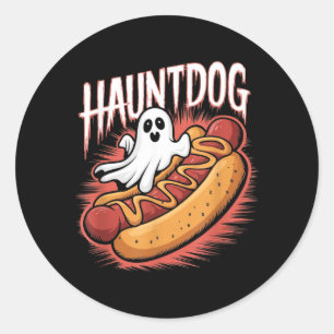 Sticker Rond Chien fantôme drôle Costume de chien chaud pour Ha