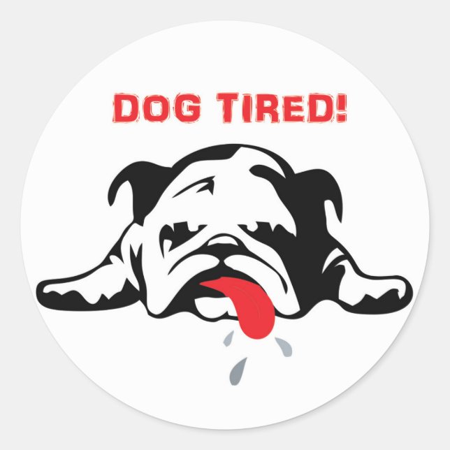 STICKER ROND CHIEN FATIGUÉ (Devant)