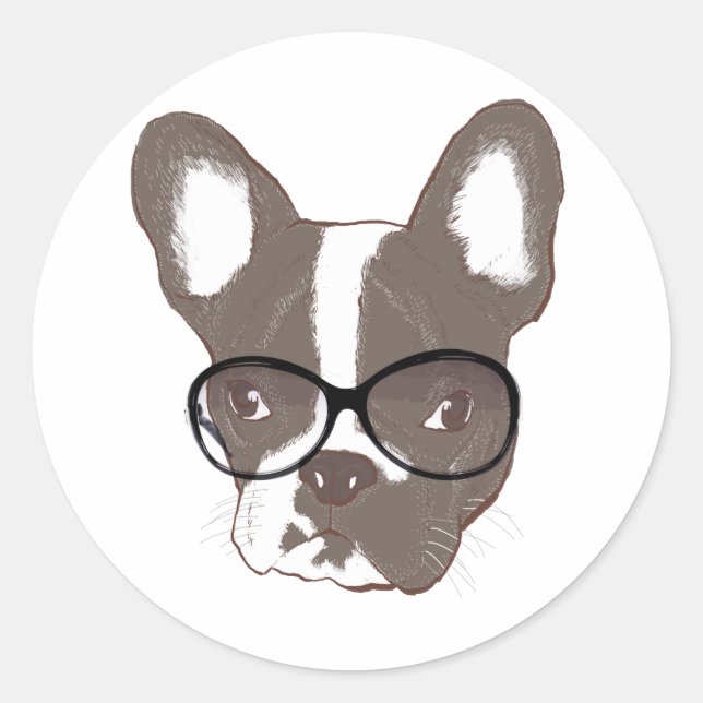 Sticker Rond Chien français élégant (Devant)