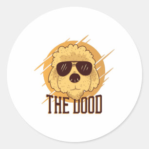 Sticker Rond Chien Goldendoodle cool