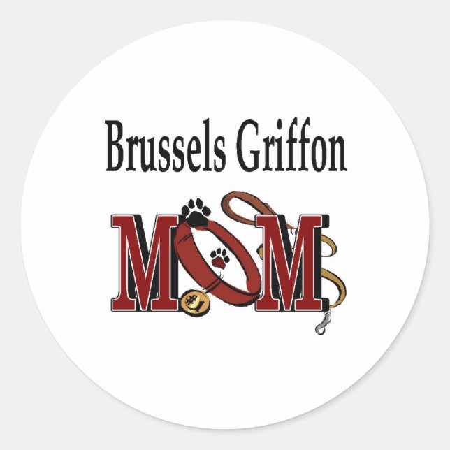 Sticker Rond Chien Griffon de Bruxelles MOM (Devant)