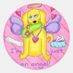 Sticker Rond Chien jaune d'or avec chaussure