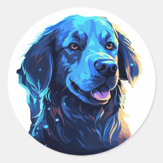 Sticker Rond Chien jouant avec la langue dehors