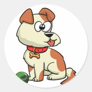 Sticker Rond Chien jouant avec un ballon choisir la couleur a