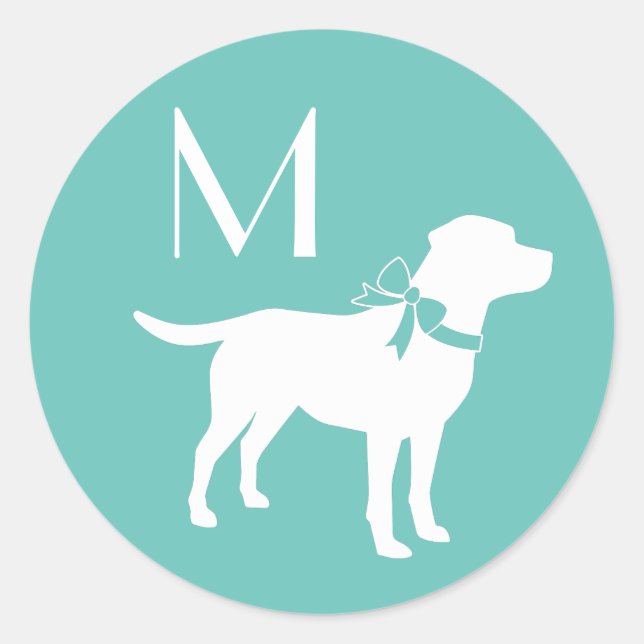 Sticker Rond Chien Labrador Black Lab Puppy (Devant)