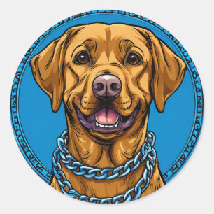 Sticker Rond Chien labrador cool