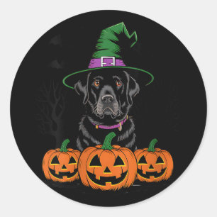 Sticker Rond Chien Labrador Retriever Noir Halloween pour Femme