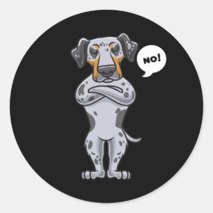 Sticker Rond Chien léopard de Catahoula têtu drôle
