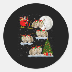 Sticker Rond Chien Mérainien Noël Père Noël Traîneau Volant Drô
