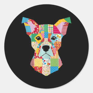 Sticker Rond Chien Motif De Quilt Pour Coudre De Quilter Lover
