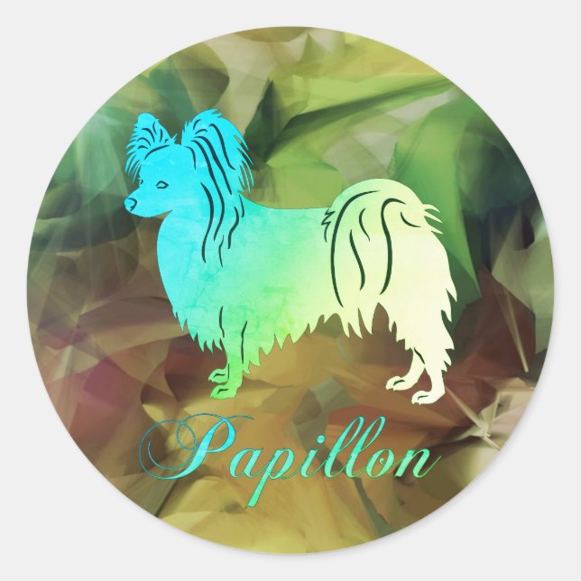 Sticker Rond Chien papillon (Devant)