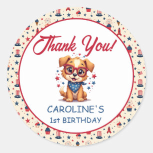 Sticker Rond Chien Patriote Merci