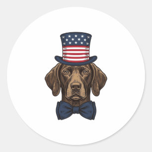 Sticker Rond Chien Patriotique Gravure Vintage Design de T-Shir