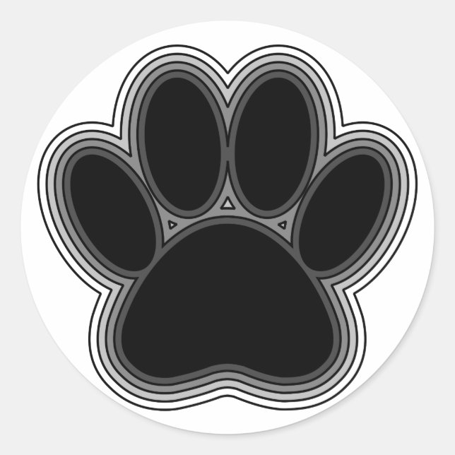 Sticker Rond Chien Paw Avec Plan (Devant)