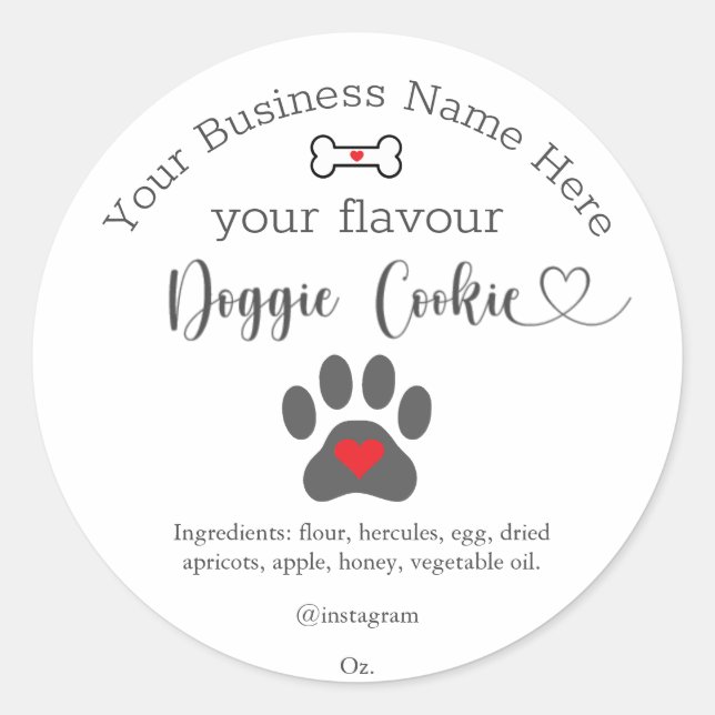 Sticker Rond Chien Paw Cookie de levrette personnalisé (Devant)