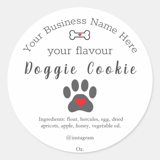 Sticker Rond Chien Paw Cookie de levrette personnalisé (Devant)