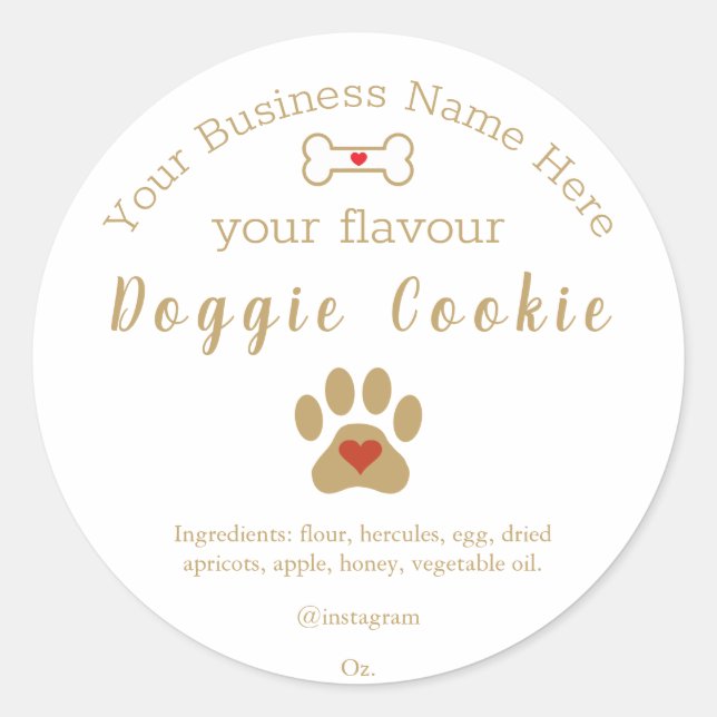 Sticker Rond Chien Paw Cookie de levrette personnalisé (Devant)