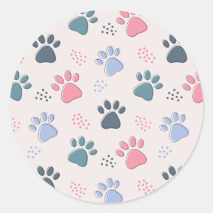 Sticker Rond Chien Paws Animal Cute Pet Pis Pour Animaux Cadeau