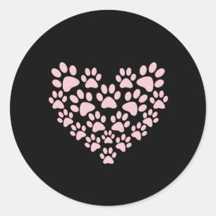 Sticker Rond Chien Paws, Chiot Paws, Animal Paws, Coeur, Animal