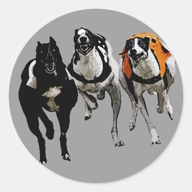 STICKER ROND CHIEN RACE GREYHOY (Devant)