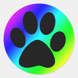 Sticker Rond Chien rond arc-en-ciel Paw.png