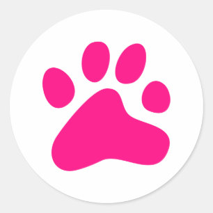 Sticker Rond Chien rose Paw