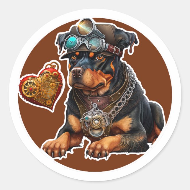 Sticker Rond Chien Rottweiler (Devant)