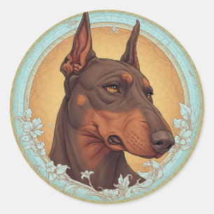 Sticker Rond Chien royal dans un cercle orné artistique