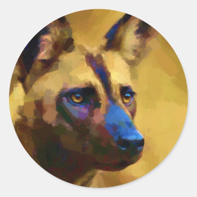 Sticker Rond Chien sauvage africain (Devant)