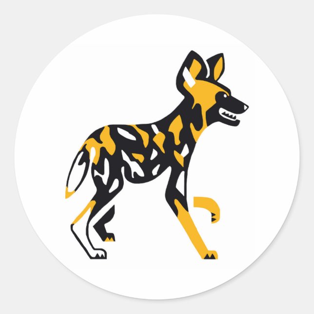Sticker Rond Chien sauvage africain - Chien peint - Faune - Nat (Devant)