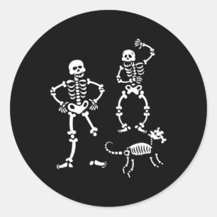 Sticker Rond Chien Skull Skeleton Courir Halloween Costume Part