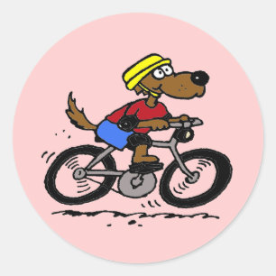Sticker Rond Chien sur le vélo !
