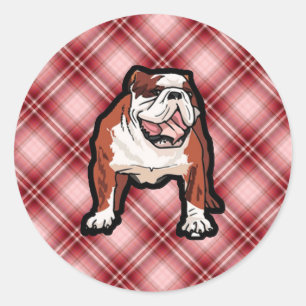 Sticker Rond Chien-taureau rouge