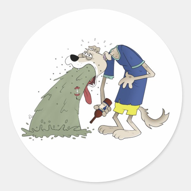 Sticker Rond Chien vomant (Devant)
