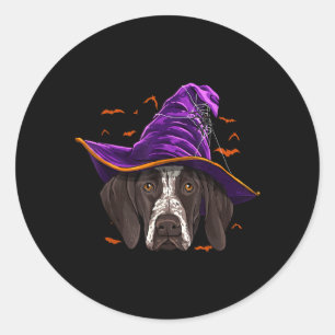 Sticker Rond Chienne Pointer Allemand à Poil Court Sorcière Hal