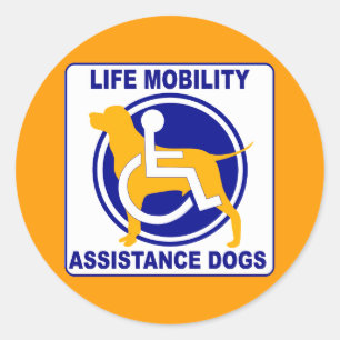 STICKER ROND CHIENS D'AIDE DE MOBILITÉ DE LA VIE