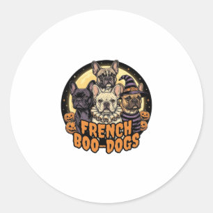 Sticker Rond Chiens de bouh français Halloween Bouledogue franç
