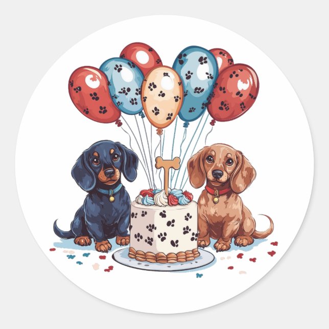Sticker Rond Chiens de Dachshund (Devant)